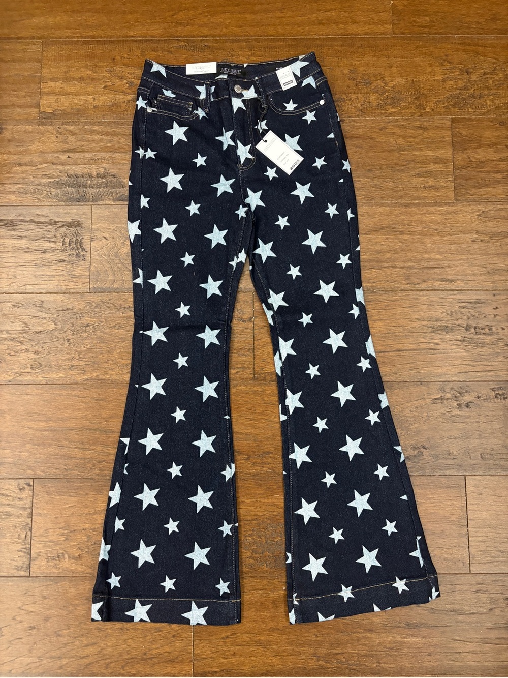 Judy Blue Black Flare Jeans with White Star Print